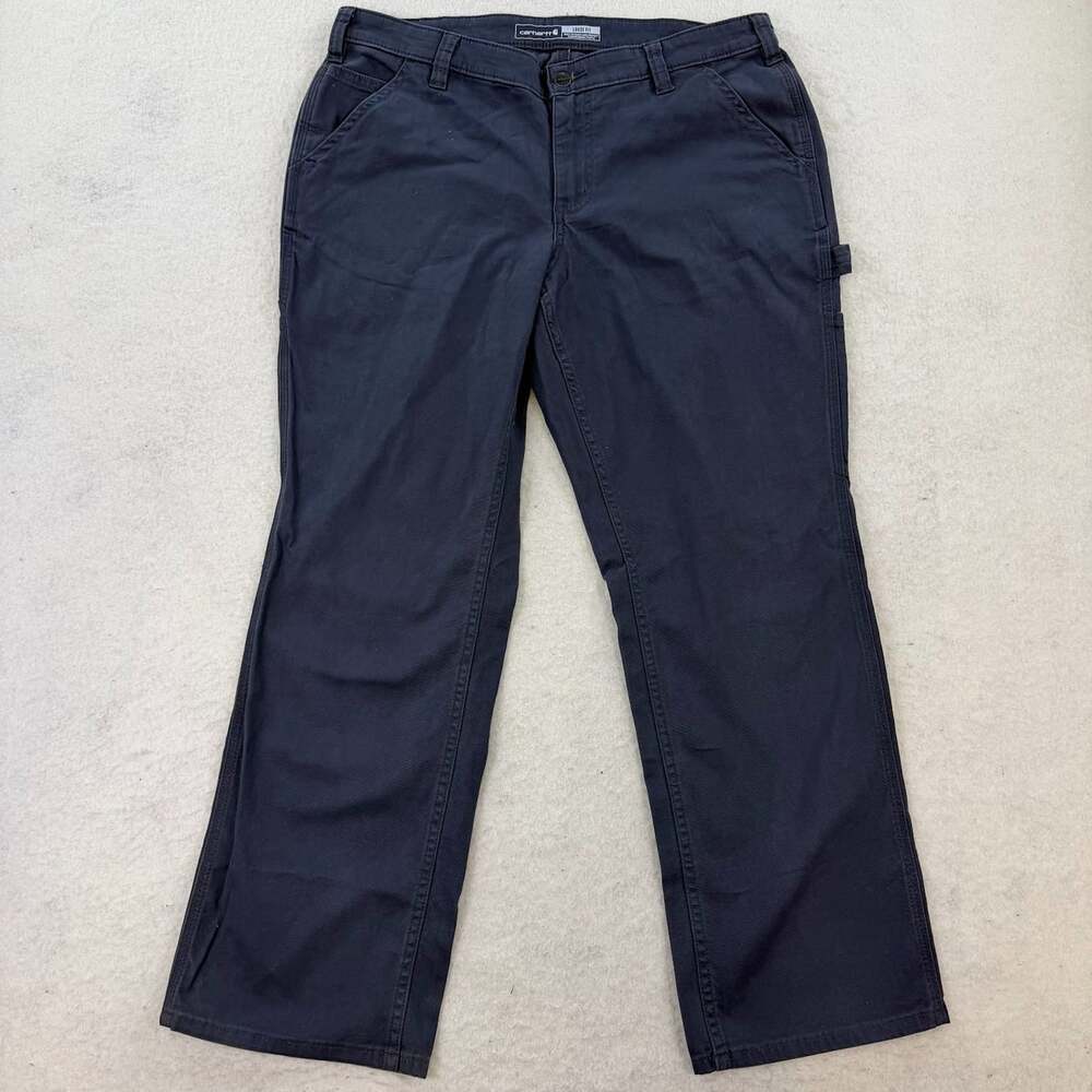 Carhartt Women's Navy Blue Loose Fit Utility Work Pants Size 14 Short